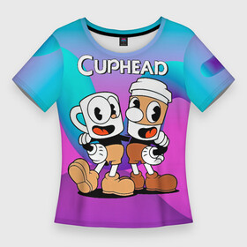 Женская футболка 3D Slim с принтом Кружечки Cuphead в Кировске,  |  | cuphead | cupheadshow | игра чашки | капхед | капхэд | нетфликс | чашечки | чашка | чашки | шоу | шоу чашечка