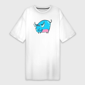 Платье-футболка хлопок с принтом Большой голубой слон в Кировске,  |  | синий слон | слон | слоненок | слониха