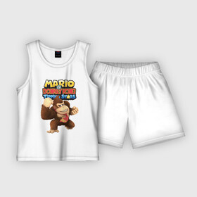 Детская пижама с шортами хлопок с принтом Mario Donkey Kong  Nintendo  Gorilla в Кировске,  |  | donkey kong | eyes | fist | mario | monkey | muzzle | nintendo | paws | video game | видеоигра | глаза | кулак | лапы | марио | нинтендо | обезьяна