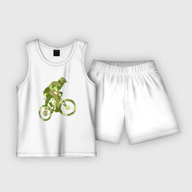Детская пижама с шортами хлопок с принтом BMX Camouflage Retro в Кировске,  |  | bicycle | bike | bmx | bmx camouflage retro | camouflage | cycle | аквапед | байк | велосипед | велосипедист | велоспорт | зеленый | камок | камуфляж | камуфляжный | маскировка | милитари | раскраска | расцветка | ровер | спорт