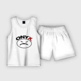 Детская пижама с шортами хлопок с принтом Оnyx в Кировске,  |  | angry | bad | onyx | smile | злой | оникс | смайл