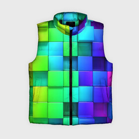 Женский жилет утепленный 3D с принтом Color geometrics pattern   Vanguard в Кировске,  |  | color | fashion | neon | pattern | vanguard | авангард | мода | неон | узор | цвет