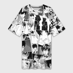 Платье-футболка 3D с принтом Psycho Pass pattern в Кировске,  |  | akane tsunemori | anime | arata shindou | shinya kogami | shougo makishima | аканэ цунэмори | аниме | анимэ | арата синдо | когами синья | психопаспорт | сёго макишима | шинья когами