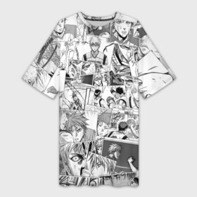 Платье-футболка 3D с принтом Kuroko no Basket pattern в Кировске,  |  | anime | kuroko no basket | kuroko no basuke | taiga kagami | tetsuya kuroko | аниме | анимэ | баскетбол куроко | тайга кагами | тэцуя куроко