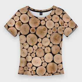 Женская футболка 3D Slim с принтом Спил дерева в Кировске,  |  | в детскую | в комнату | дерево | деревья | деревянный | на кровать | на стол | патерн | песочный цвет | по  дерево | рельеф | структура дерева | текстура