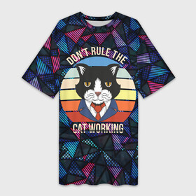 Платье-футболка 3D с принтом Кот в пиджаке в Кировске,  |  | деловой | кот | котенок | котик | кошка | серьезный