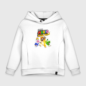 Детское худи Oversize хлопок с принтом Super Mario 3D World   Nintendo   Team of heroes в Кировске, френч-терри — 70% хлопок, 30% полиэстер. Мягкий теплый начес внутри —100% хлопок | боковые карманы, эластичные манжеты и нижняя кромка, капюшон на магнитной кнопке | cat | ears | luigi | nintendo | paws | princess peach | super mario | tail | team | video game | видеоигра | кот | котёнок | кошка | лапы | луиджи | нинтендо | супер марио | уши | хвост