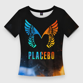 Женская футболка 3D Slim с принтом Placebo, Logo в Кировске,  |  | brain molko | placebo | red hot chili peppers | rock | rock music | stefan olsdal | steve hewitt | брайан молко | британский рок | пласибо | плацебо | рок | рок группы | стив хьюитт