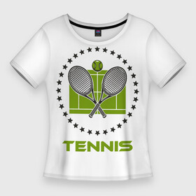 Женская футболка 3D Slim с принтом TENNIS (Теннис) в Кировске,  |  | atp | itf | tennis | wta | игра | кубок дэвиса | кубок кремля | кубок уайтмен | кубок федерации | кубок хопмана | ракетка | соревнования | спорт | теннис | теннисный клуб | теннисный мяч