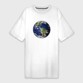Платье-футболка хлопок с принтом Земля. Вид из космоса в Кировске,  |  | earth | green peace | home | вода | земля | климат | космос | планета | природа | сохранение | экология