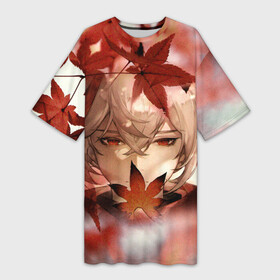 Платье-футболка 3D с принтом Кадзуха и кленовые листья в Кировске,  |  | anemo | game | genshin impact | kaedehara | kazuha | анемо | аниме | геншин импакт | игра | кадзуха | казуха | каэдэхара | первоначальный бог