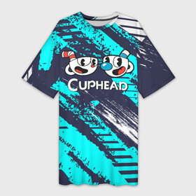 Платье-футболка 3D с принтом Cuphead две чашечки в Кировске,  |  | cuphead | cupheadshow | игра чашки | капхед | капхэд | нетфликс | чашечки | чашка | чашки | шоу | шоу чашечка