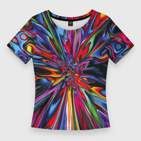 Женская футболка 3D Slim с принтом Color pattern  Impressionism в Кировске,  |  | color | imressionism | pattern | vanguard | авангард | импрессионизм | узор | цвет