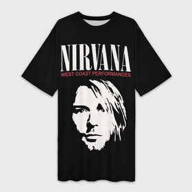 Платье-футболка 3D с принтом NIRVANA (Kurt Cobain) в Кировске,  |  | anarchy | courtney love | kurt cobain | music | nirvana | punks not dead | rock music | анархия | гаражный рок | гитара | гранж | кортни лав | курт кобейн | металл | нирвана | панк рок | рок музыка | рок н ролл | рокер | трэш метал