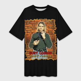 Платье-футболка 3D с принтом Kurt Cobain (1967  1994) в Кировске,  |  | anarchy | courtney love | kurt cobain | music | nirvana | punks not dead | rock music | анархия | гаражный рок | гитара | гранж | кортни лав | курт кобейн | металл | нирвана | панк рок | рок музыка | рок н ролл | рокер | трэш метал