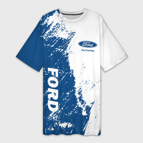 Платье-футболка 3D с принтом Ford Форд два цвета в Кировске,  |  | b c | bronco | capri | cougar | crown victoria | econoline | econovan | ecosport | edge | escape | falcon | ford | max | авто | автомобиль | знак | лого | машина | символ | тачка | форд | форт | эмблема