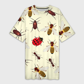 Платье-футболка 3D с принтом НАСЕКОМЫЕ БОЖЬИ КОРОВКИ ЖУКИ МУРАВЬИ ПЧЕЛЫ в Кировске,  |  | Тематика изображения на принте: ant bee | beetle | insect | ladybug | божья коровка | жук | муравей пчела | насекомое