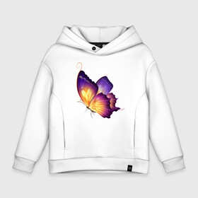 Детское худи Oversize хлопок с принтом Красивая бабочка (A very beautiful butterfly) в Кировске, френч-терри — 70% хлопок, 30% полиэстер. Мягкий теплый начес внутри —100% хлопок | боковые карманы, эластичные манжеты и нижняя кромка, капюшон на магнитной кнопке | beautiful | butterfly | very | бабочка | красивая | очень