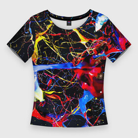Женская футболка 3D Slim с принтом Импрессионизм  Vanguard neon pattern в Кировске,  |  | color | fashion | imressionism | neon | paint | pattern | vanguard | авангард | импрессионизм | краска | мода | неон | узор | цвет