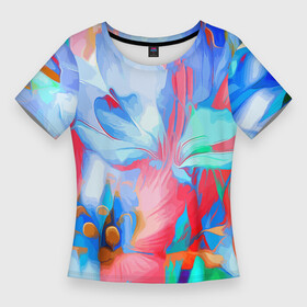 Женская футболка 3D Slim с принтом Fashion floral pattern в Кировске,  |  | color | fashion | flowers | pattern | мода | узор | цвет | цветы