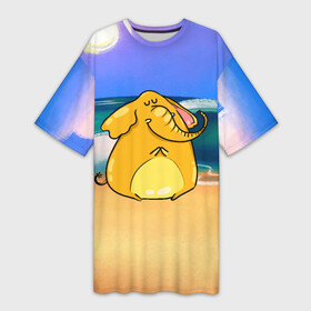 Платье-футболка 3D с принтом Желтый слон в Кировске,  |  | желтый слон | слон | слоненок | слониха | слоны