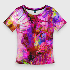 Женская футболка 3D Slim с принтом Красочный цветочный паттерн  Floral pattern в Кировске,  |  | fashion | flowers | pattern | petal | лепесток | мода | узор | цветы