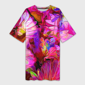 Платье-футболка 3D с принтом Красочный цветочный паттерн  Floral pattern в Кировске,  |  | Тематика изображения на принте: fashion | flowers | pattern | petal | лепесток | мода | узор | цветы