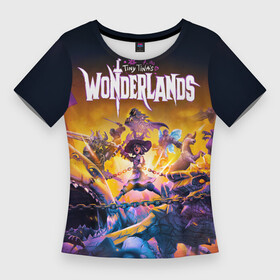 Женская футболка 3D Slim с принтом Tiny Tinas Wonderlands. Крошка Тина в Кировске,  |  | Тематика изображения на принте: action | borderlands | rpg | shooter | tina | tiny | tiny tina’s wonderlands | wonderlands | крошка | пограничье | тина | шутер | экшн