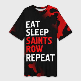 Платье-футболка 3D с принтом Eat Sleep Saints Row Repeat  Камуфляж в Кировске,  |  | Тематика изображения на принте: eat sleep saints row repeat | logo | row | saints | игра | игры | камуфляж | лого | логотип | милитари | роу | символ | сэйнтс