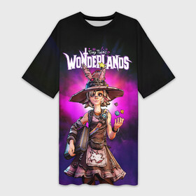 Платье-футболка 3D с принтом Tiny Tinas Wonderlands. Tina в Кировске,  |  | action | borderlands | rpg | shooter | tina | tiny | tiny tina’s wonderlands | wonderlands | крошка | пограничье | тина | шутер | экшн