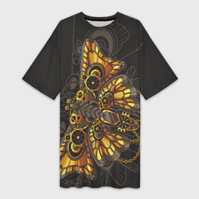 Платье-футболка 3D с принтом Бабочка. Стимпанк в Кировске,  |  | бабочка | батерфляй | механизм | парапанк | стимпанк | технология