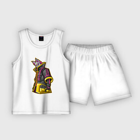 Детская пижама с шортами хлопок с принтом Fortnite. Молнии в Кировске,  |  | drift fox | fortnite | видеоигра | лис | маска | молния | фортнайт