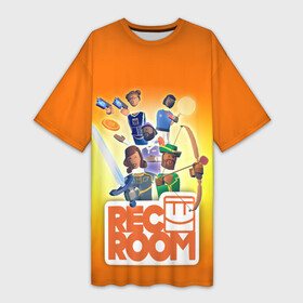 Платье-футболка 3D с принтом VR игра REC ROOM в Кировске,  |  | game | rec room | vr | vr game | виар | виртуальная реальность | игры виар | рек рум | рекрум