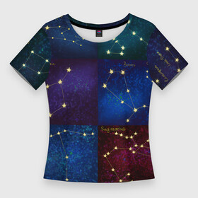 Женская футболка 3D Slim с принтом Созвездия Северного полушария летом в Кировске,  |  | constellations | galaxy | stars | вселенная | звезды | небо | ночное | полушарие | северное | созвездия