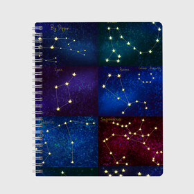 Тетрадь с принтом Созвездия Северного полушария летом в Кировске, 100% бумага | 48 листов, плотность листов — 60 г/м2, плотность картонной обложки — 250 г/м2. Листы скреплены сбоку удобной пружинной спиралью. Уголки страниц и обложки скругленные. Цвет линий — светло-серый
 | constellations | galaxy | stars | вселенная | звезды | небо | ночное | полушарие | северное | созвездия