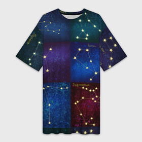 Платье-футболка 3D с принтом Созвездия Северного полушария летом в Кировске,  |  | constellations | galaxy | stars | вселенная | звезды | небо | ночное | полушарие | северное | созвездия