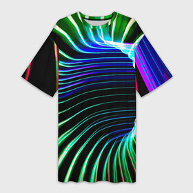 Платье-футболка 3D с принтом Portal  Fashion pattern  Neon в Кировске,  |  | color | fashion | neon | pattern | portal | мода | неон | портал | узор | цвет