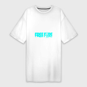 Платье-футболка хлопок с принтом Free Fire  неон в Кировске,  |  | free fire | free fire battlegrounds | garena | garena free fire | гарена | игра | фри фаер | шутер
