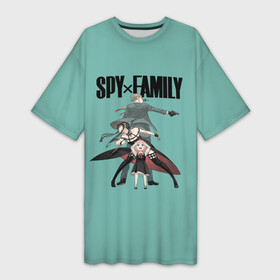 Платье-футболка 3D с принтом Spy x Family в Кировске,  |  | anime | anya forger | family | loid forger | spy | spy x family | yor forger | аниме | аня форджер | йор | йор форджер | ллойд форджер | семья шпиона | семья шпионов | форджер | шпион