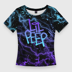 Женская футболка 3D Slim с принтом lil peep  neon  молнии в Кировске,  |  | Тематика изображения на принте: lil peep | lil prince | pink | зарубежная музыка | лил пип | маленький принц