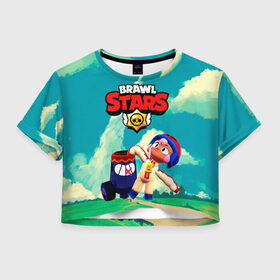 Женская футболка Crop-top 3D с принтом brawlstars Выстрел Бонни Bonny в Кировске, 100% полиэстер | круглая горловина, длина футболки до линии талии, рукава с отворотами | boni | bonnie | brawl | brawl stars | brawlstars | brawl_stars | бони | бонни | бравлстарс