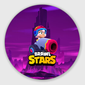 Круглый коврик для мышки с принтом BrawlStars Бонни с пушкой Bonny в Кировске, резина и полиэстер | круглая форма, изображение наносится на всю лицевую часть | boni | bonnie | brawl | brawl stars | brawlstars | brawl_stars | бони | бонни | бравлстарс