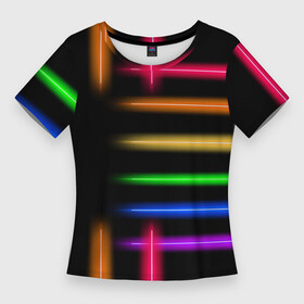 Женская футболка 3D Slim с принтом Неоновое свечение  Minimalism  Neon в Кировске,  |  | color | glow | minimalism | neon | минимализм | неон | свечение | цвет