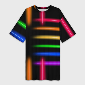 Платье-футболка 3D с принтом Неоновое свечение  Minimalism  Neon в Кировске,  |  | color | glow | minimalism | neon | минимализм | неон | свечение | цвет