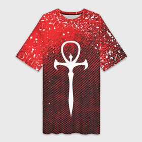 Платье-футболка 3D с принтом The Masquerade Bloodhunt  Emblem в Кировске,  |  | battle royale | blood hunt | bloodhunt | emblem | logo | the masquerade | vampire | блудхант | вампир | вампиры | лого | логотип | эмблема