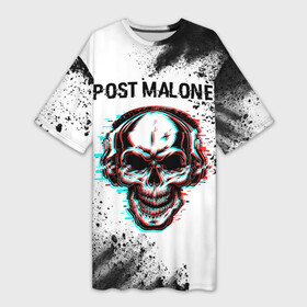 Платье-футболка 3D с принтом Post Malone  ЧЕРЕП  Арт в Кировске,  |  | malone | music | post | post malone | rap | краска | краски | малоун | музыка | пост | рэп | рэпер | рэперы | рэпперы | хип | хип хоп | хоп | череп