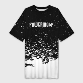 Платье-футболка 3D с принтом powerwolf: белые брызги в Кировске,  |  | heavy metal | metal | napalm records | power metal | powerwolf | wolf