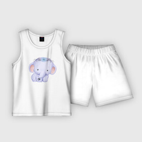 Детская пижама с шортами хлопок с принтом Милый Слонёнок в Кировске,  |  | animals | beast | cute | животные | звери | милый | слон | слонёнок