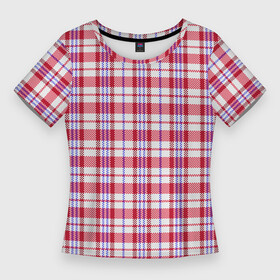 Женская футболка 3D Slim с принтом Клетчатая сумка челночника паттерн. Дань 90 ым в Кировске,  |  | 90 ые | антибренд | винтаж | китайская сумка | клетчатый | красный | ностальгия | паттерн | пиксельный | ретро | розовый | челночник