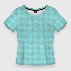 Женская футболка 3D Slim с принтом Морские раковины наутилус на бирюзовом фоне в Кировске,  |  | абстрактный | аквамариновый | бирюзовый | вода | геометрический | животные | контур | летний | линия | мир | море | морской | мятный | наутилус | океан | отпуск | пастельный | пляж | пляжный | подводный